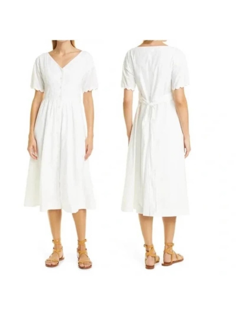 Alex mill white cotton midi dress small